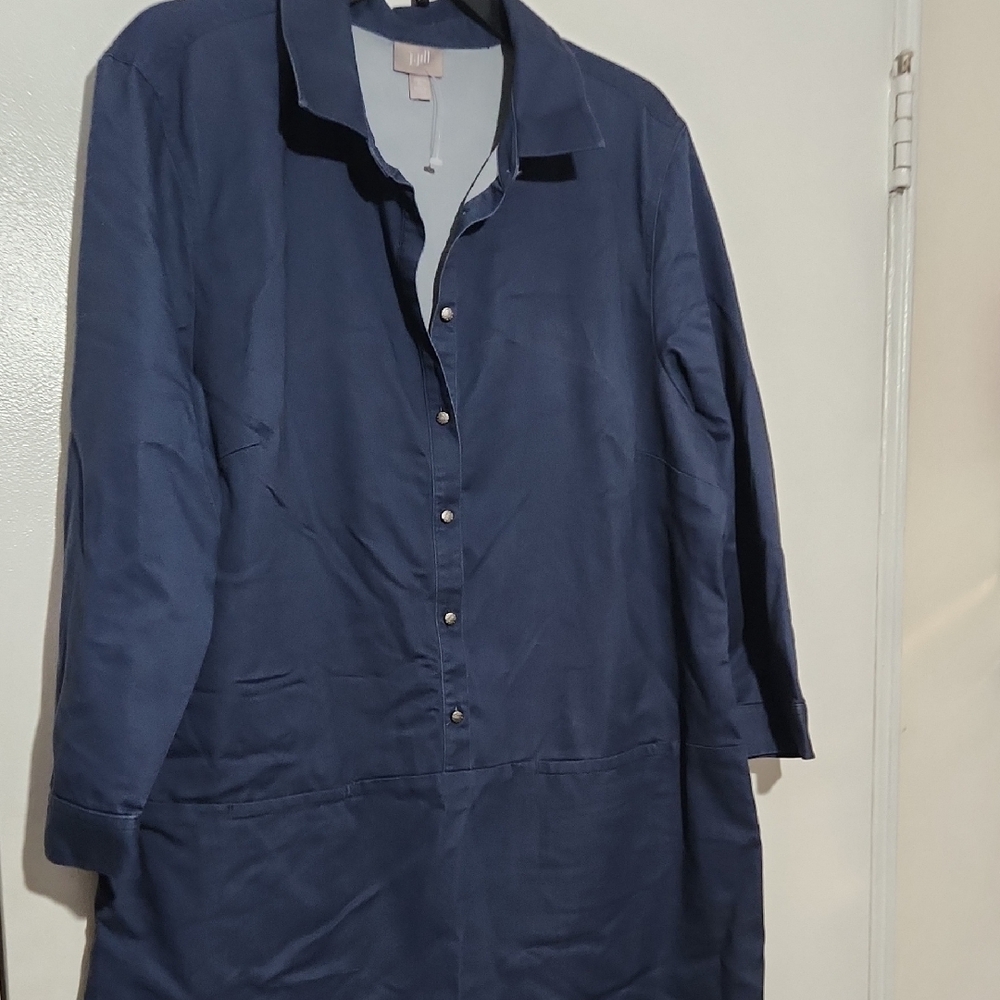J. Jill Navy and Gray Shirt Dress